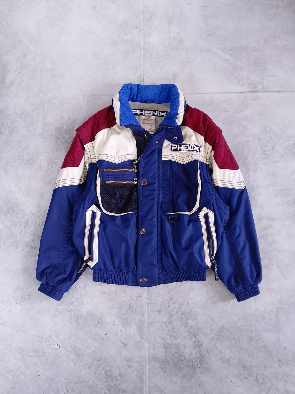 Vintage 90s Phenix Blue Burgundy White Ski Jacket